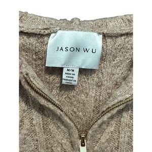 JASON WU Cable Knit Full‎ Zip Hooded Sweater Size Medium Women's Pockets #C9-1